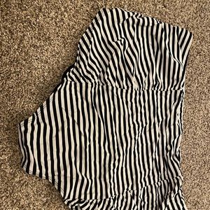 Torrid Black and white striped ruffled bikini bottom